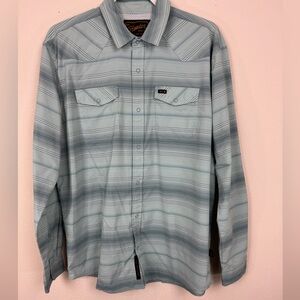 Howler Brothers h bar b tech long sleeve shirt in martin stripe dusk daze L